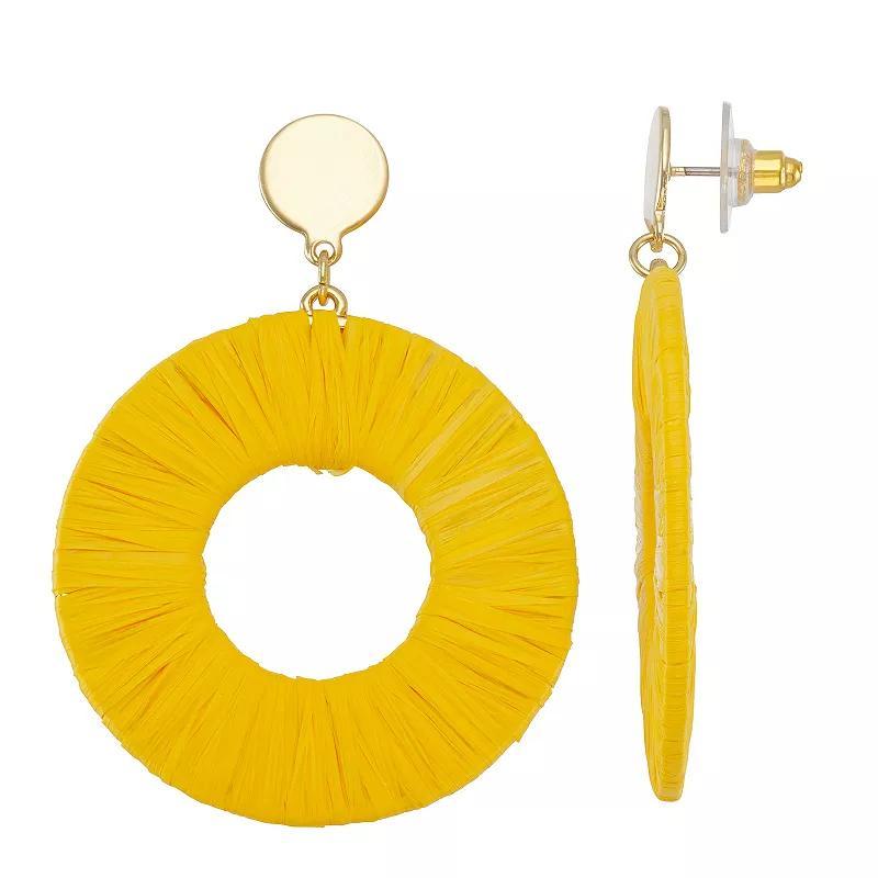 Sonoma Goods For Life Raffia Wrap Hoop Earrings, Womens, Yellow Product Image