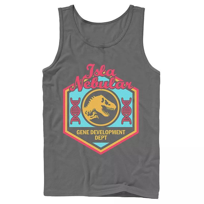 Mens Jurassic World Isla Nebular Gene Dept. Badge Tank Top Grey Product Image