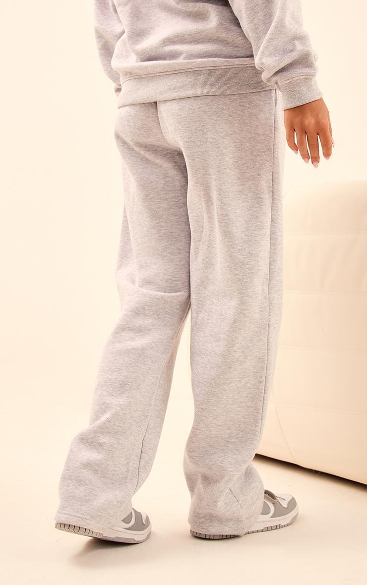 PRETTYLITTLETHING Ash Grey Logo Badge Detail Straight Leg Sweatpant Product Image