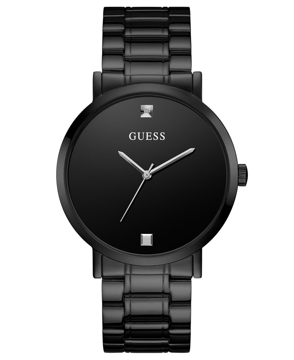 Guess Mens Diamond-Accent Black Stainless Steel Bracelet Watch 44mm Product Image