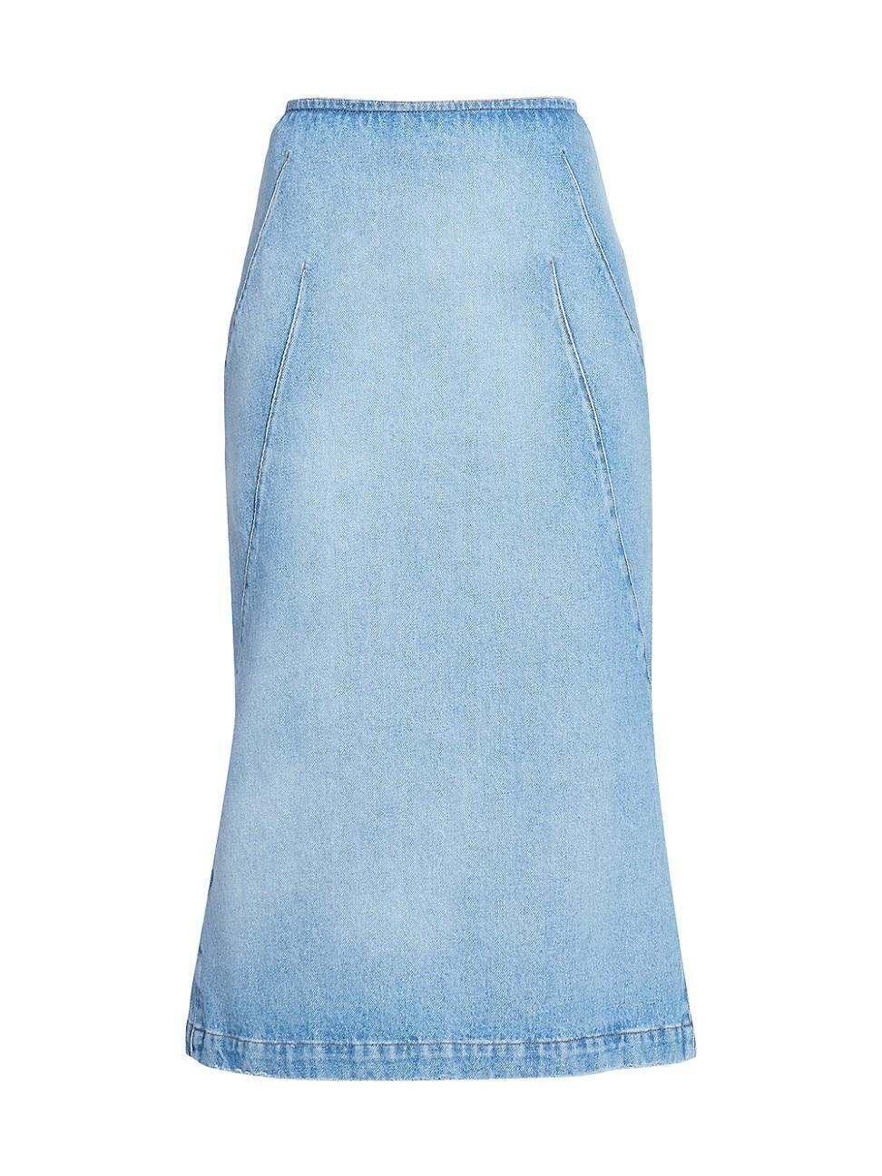 Womens Sibyl Seamed Cotton Denim Midi-Skirt Product Image