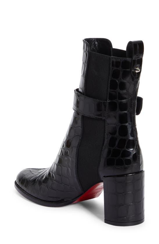 CHRISTIAN LOUBOUTIN Croc Embossed Chelsea Boot In Black Product Image