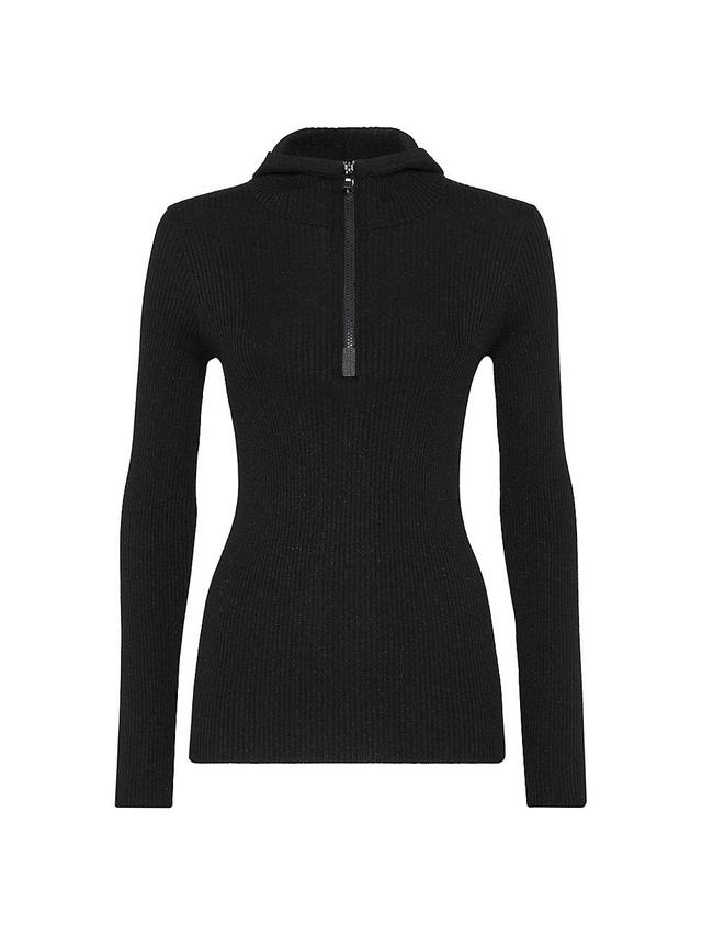 Womens Sparkling Cashmere and Silk Lightweight Hooded Sweater Product Image