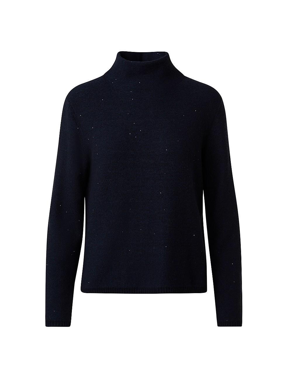 Womens Sequined Mock Turtleneck Sweater Product Image