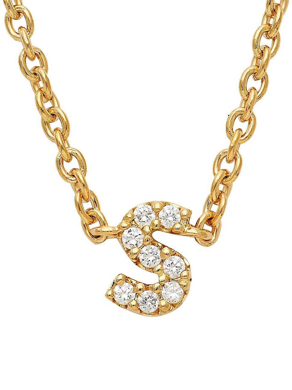 Womens Nadri Fine Initials S Pendant 14K Yellow Gold & Diamond Necklace Product Image