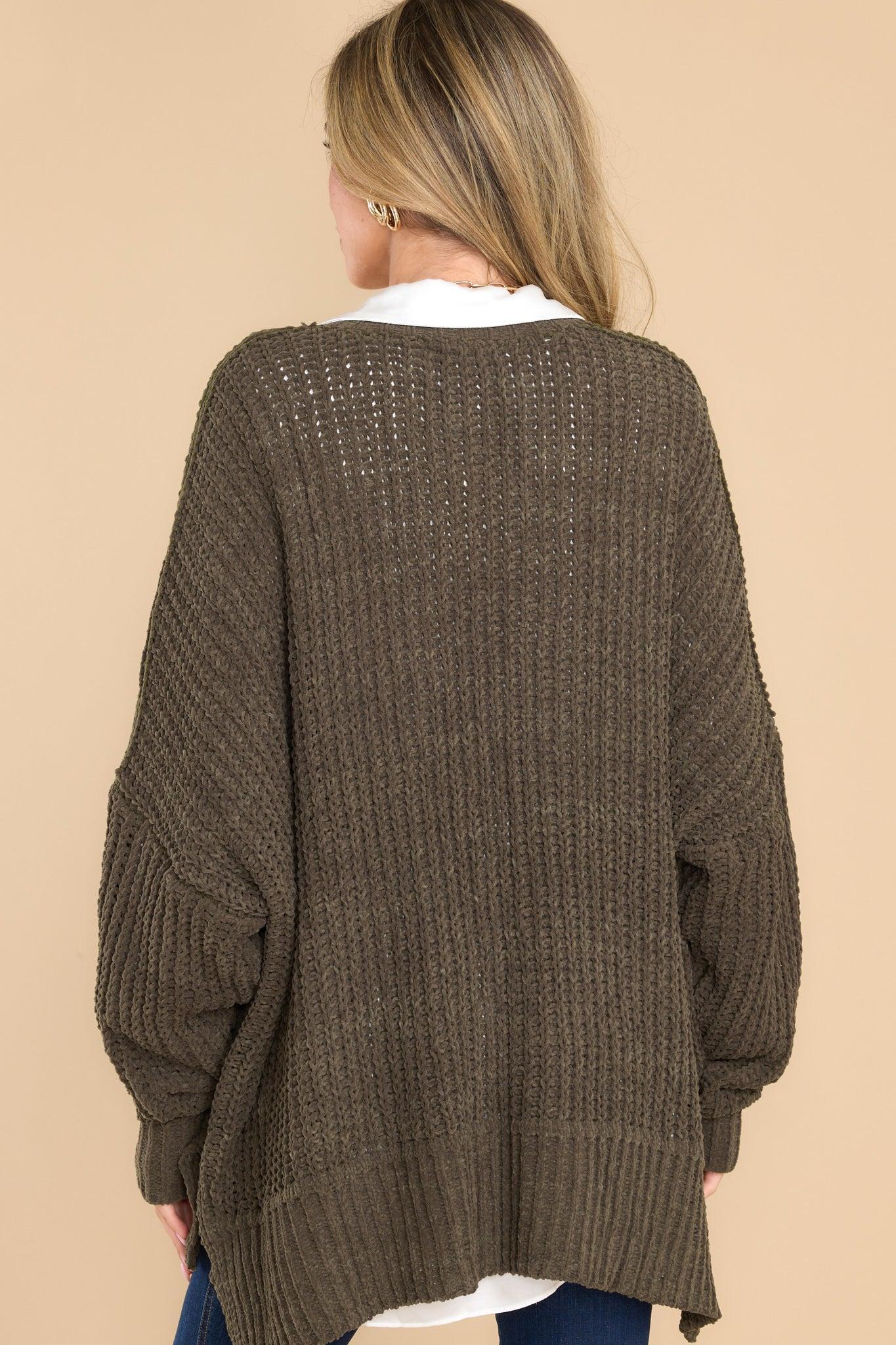 Moving On Up Olive Cardigan Green Product Image