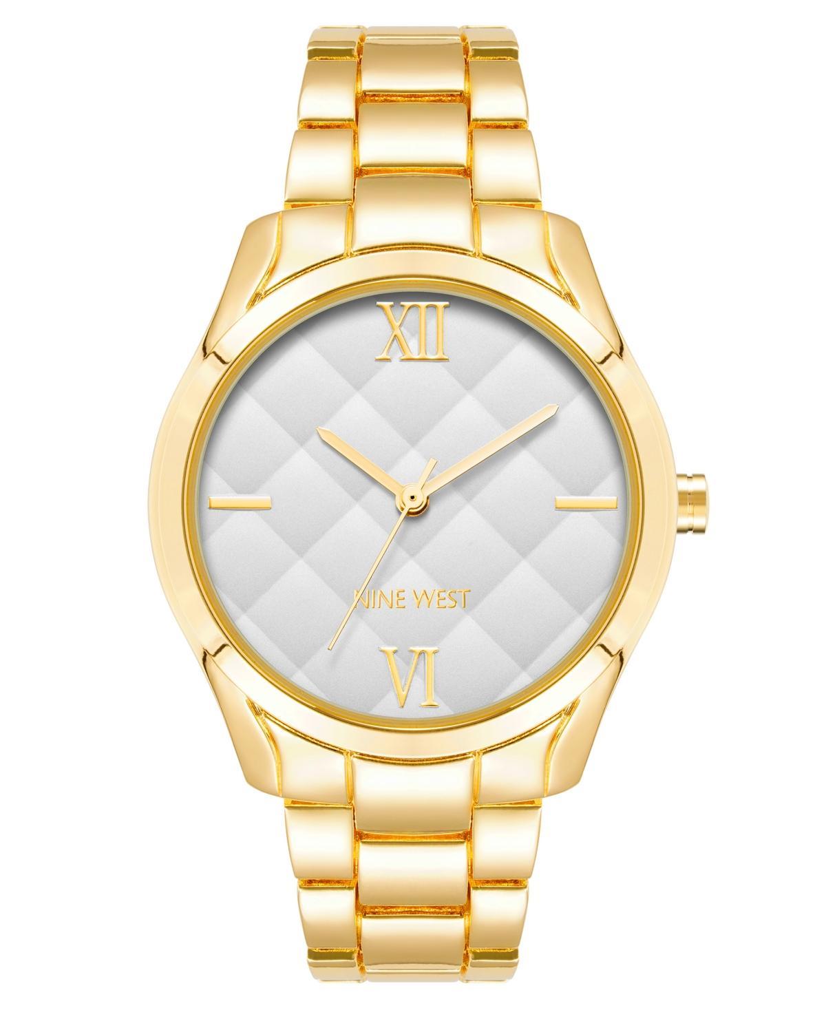 Nine West Womens Quartz Gold-Tone Alloy Link Bracelet Watch, 36mm - Silver-Tone, Gold-Tone Product Image