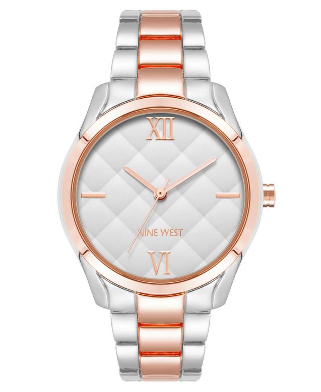 Nine West Womens Quartz Silver-Tone and Rose Gold-Tone Alloy Link Bracelet Watch, 36mm - Silver-Tone, Rose Gold-Tone Product Image