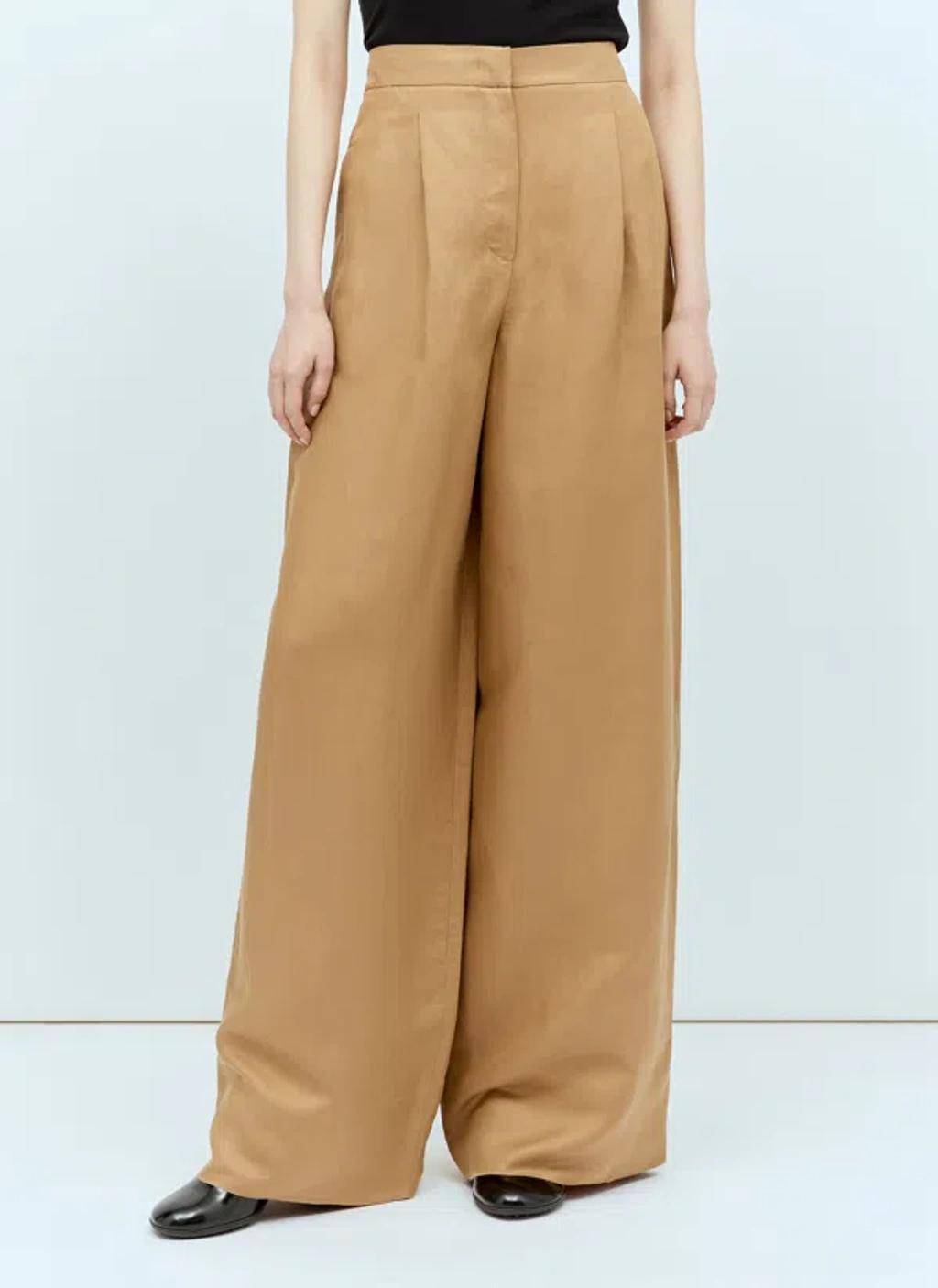 MAX MARA Linen-and-silk Pants In Beige Product Image