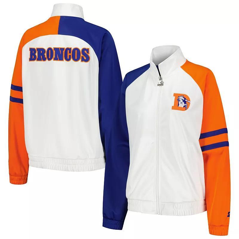 Womens Starter Denver Broncos Curve Ball Raglan Full-Zip Track Jacket Product Image