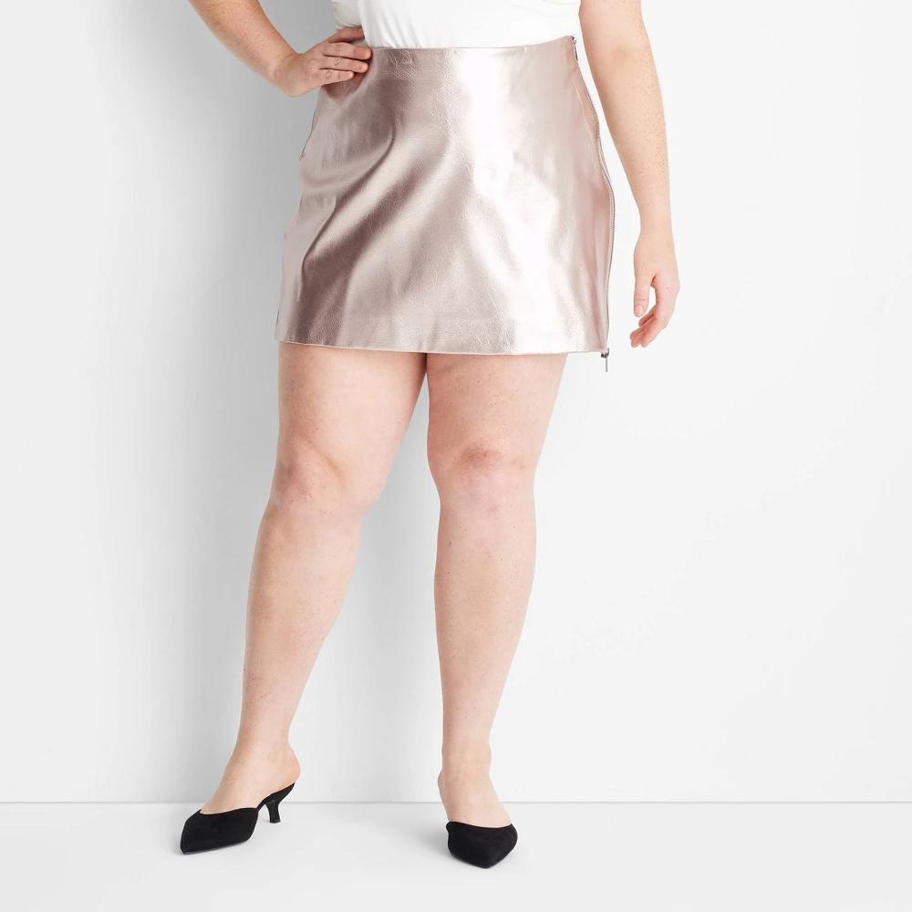 Womens Metallic Mini Skirt - Future Collective Champagne product image