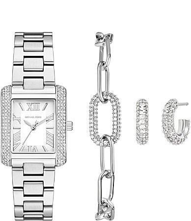 Michael Kors Womens Emery Three-Hand Stainless Steel Watch Earring and Bracelet Gift Set Product Image