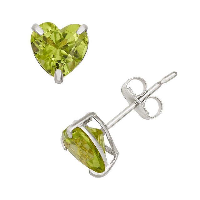 Designs by Gioelli Peridot 10k White Gold Heart Stud Earrings, Womens, Green Product Image