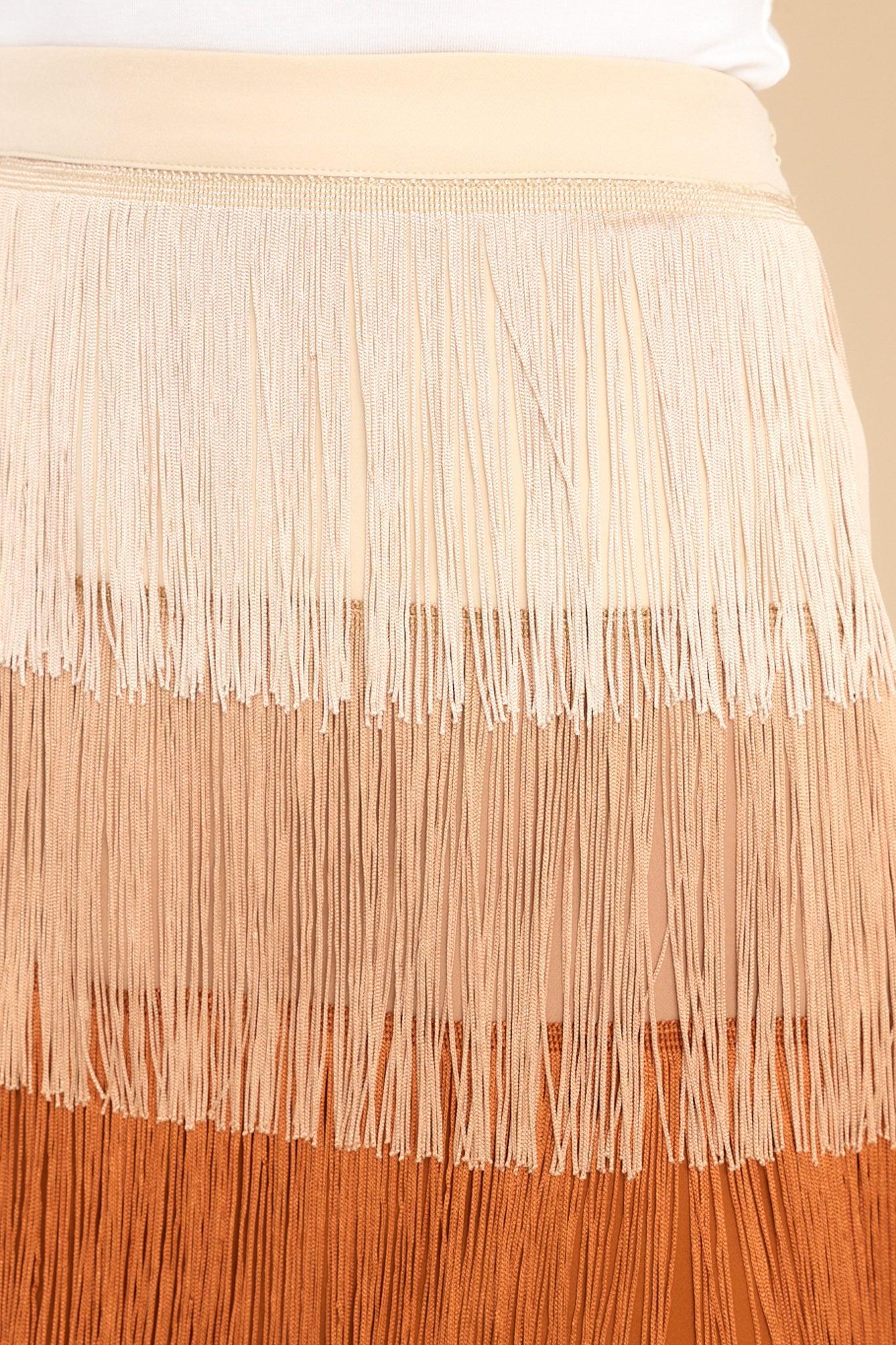 Don't Be Complicated Orange Multi Fringe Mini Skirt Product Image