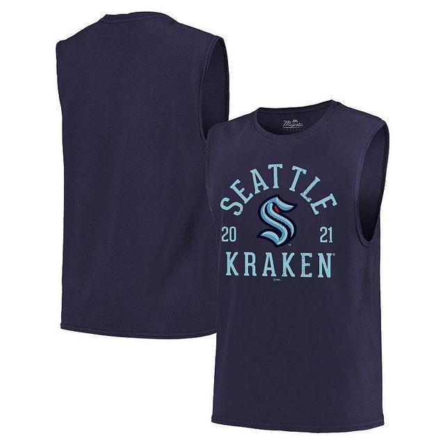 Mens Majestic Threads Deep Sea Blue Seattle Kraken Softhand Muscle Tank Top Krk Blue Product Image