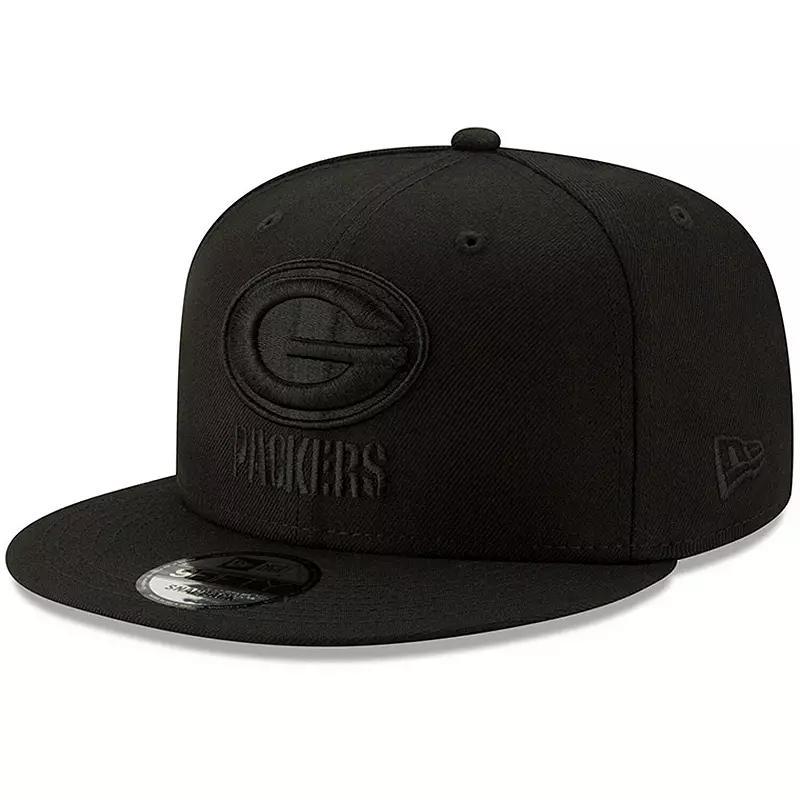 Mens New Era Black Green Bay Packers Black 9FIFTY Adjustable Hat Product Image