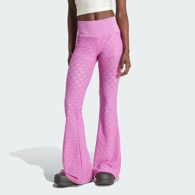 adidas Fashion Monogram Lace Flared Pants Semi Pulse Lilac XS Womens Product Image