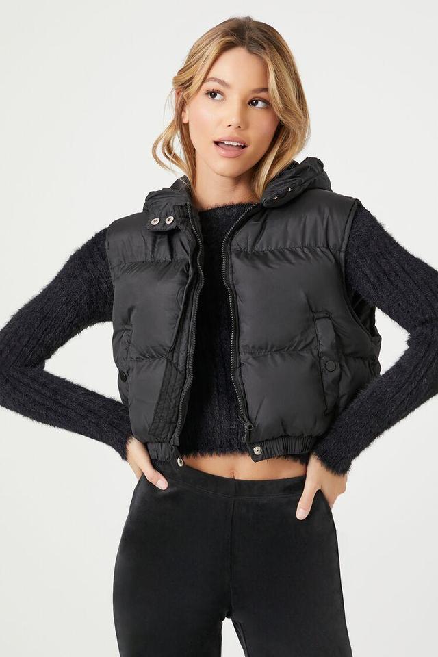 Cropped Hooded Puffer Vest | Forever 21 Product Image