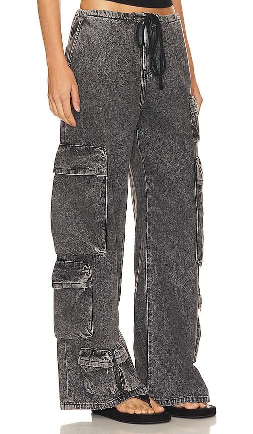 GRLFRND x Lindsi Lane Romee Drawcord Cargo Pant in Black. Size L, M. Product Image