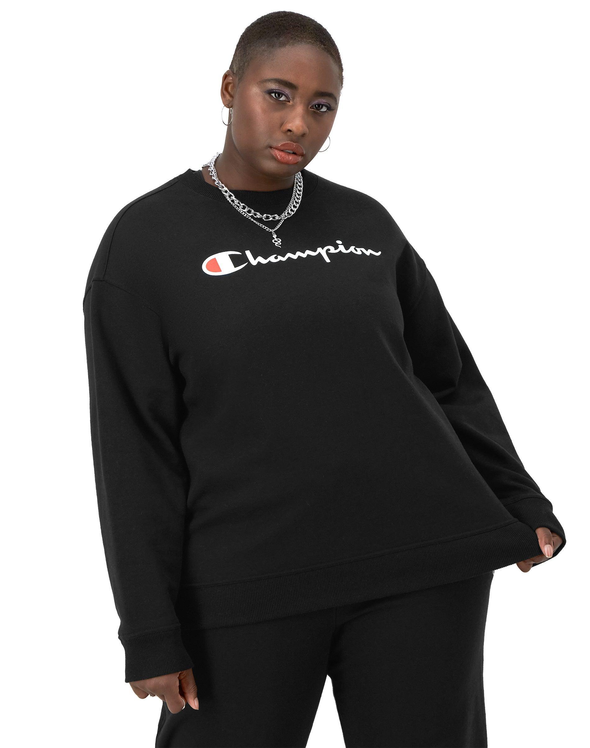 Champion Plus Size Powerblend Crew (Oxford Gray) Women's Sweatshirt Product Image