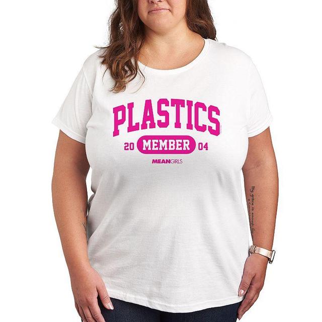 Plus Mean Girls Plastics Member Graphic Tee, Womens White Product Image