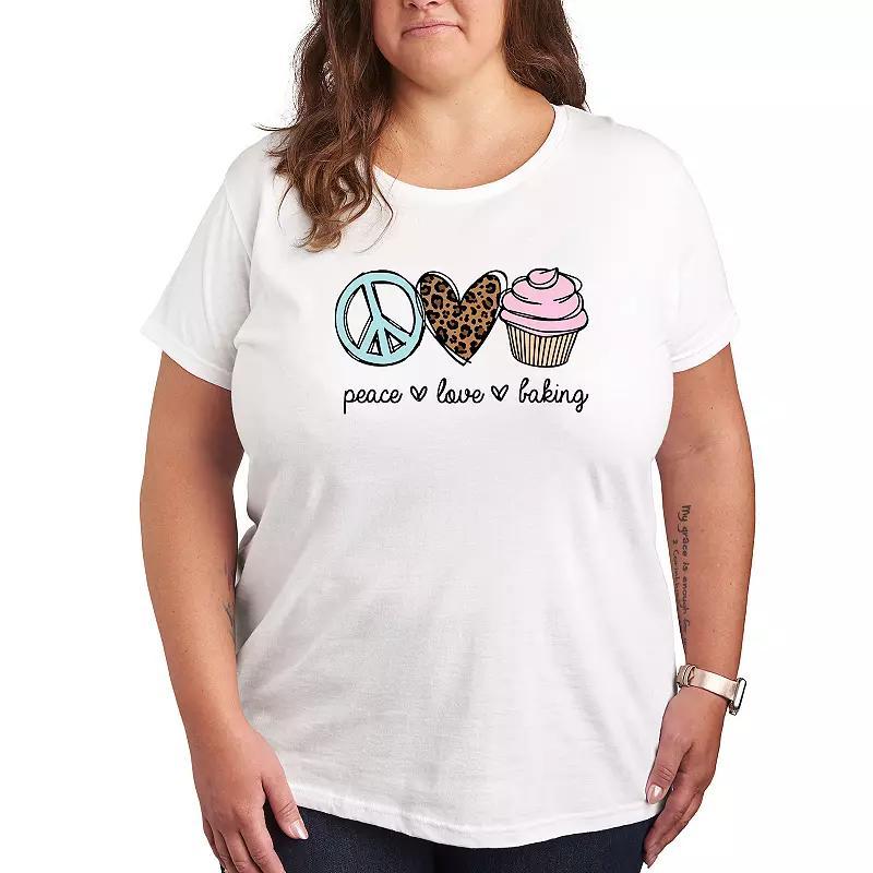 Plus Peace Love Baking Graphic Tee, Womens Product Image