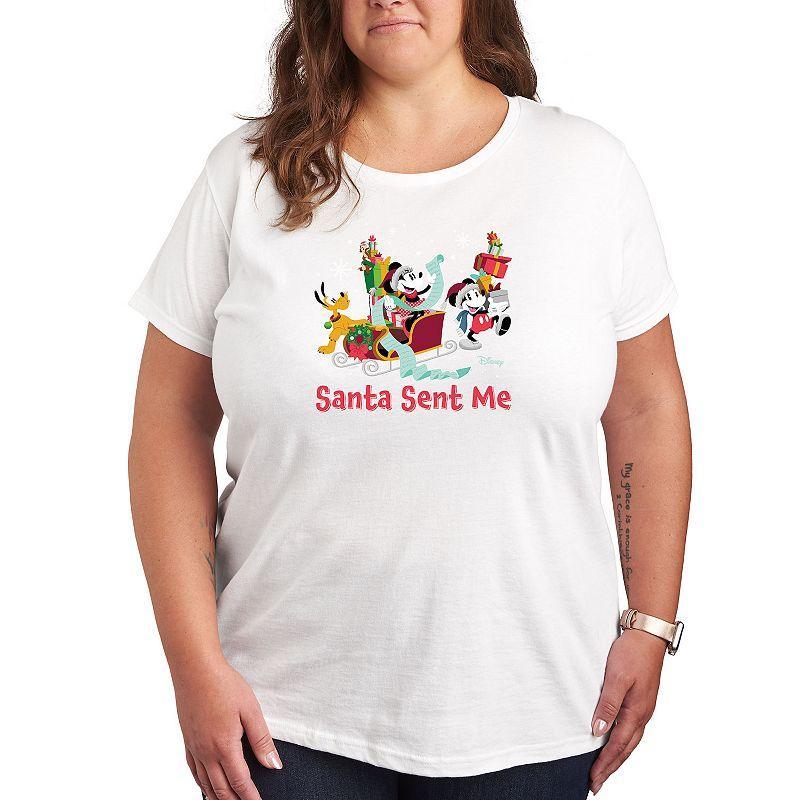 Disneys Mickey Mouse & Friends Plus Santa Sent Me Graphic Tee, Womens White Product Image