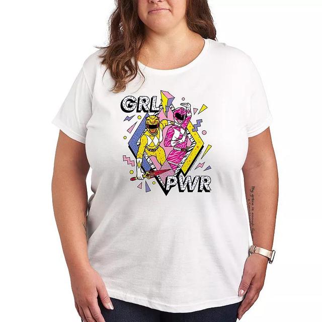 Plus Size Power Rangers Grl Pwr Graphic Tee, Womens Grey Gray Product Image