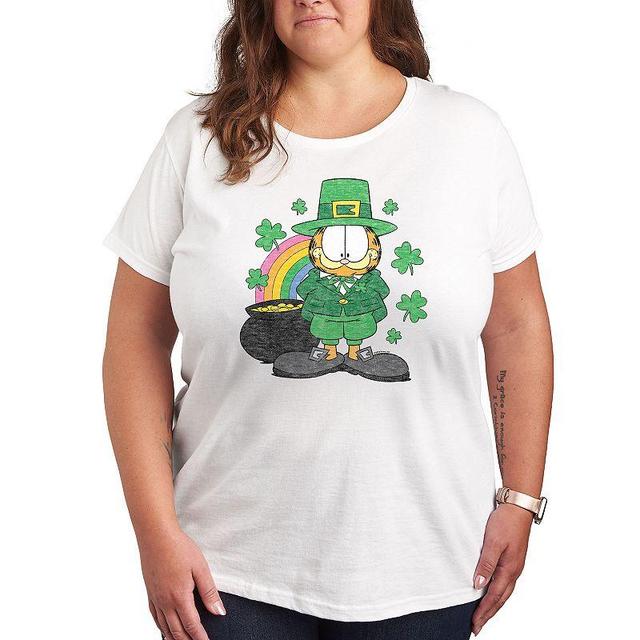 Plus Garfield Rainbow Shamrocks Graphic Tee, Womens Product Image