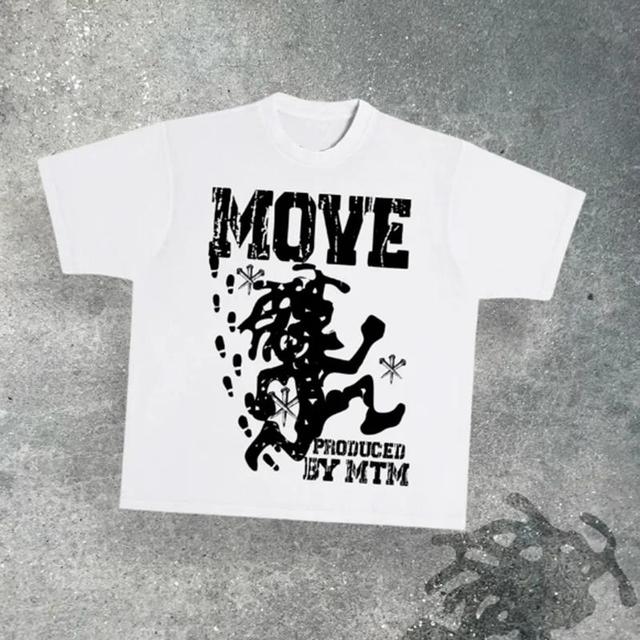 Vintage Just Move Art Graphic Cotton T-Shirt Product Image