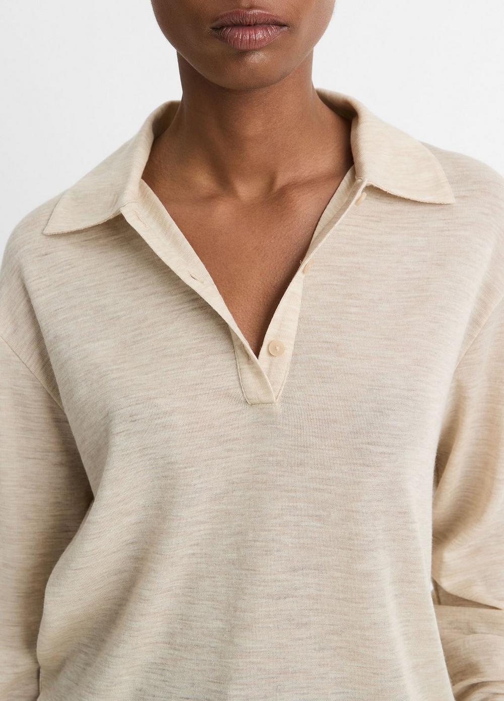 Wool Relaxed Long-Sleeve Polo Shirt Product Image