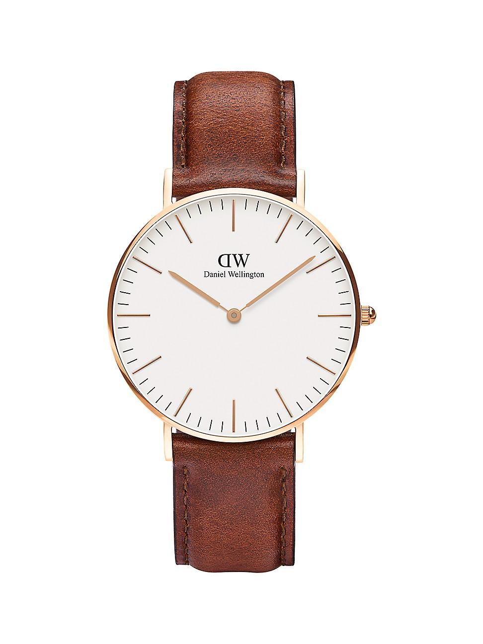 Mens Classic St. Mawes Leather Strap Watch/36MM Product Image