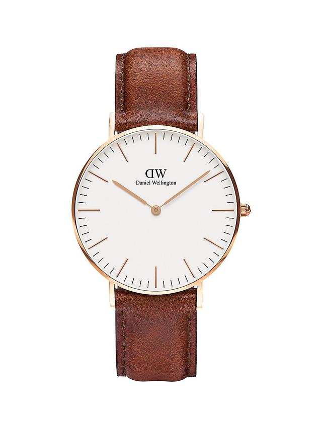 Mens Classic St. Mawes Leather Strap Watch/36MM Product Image