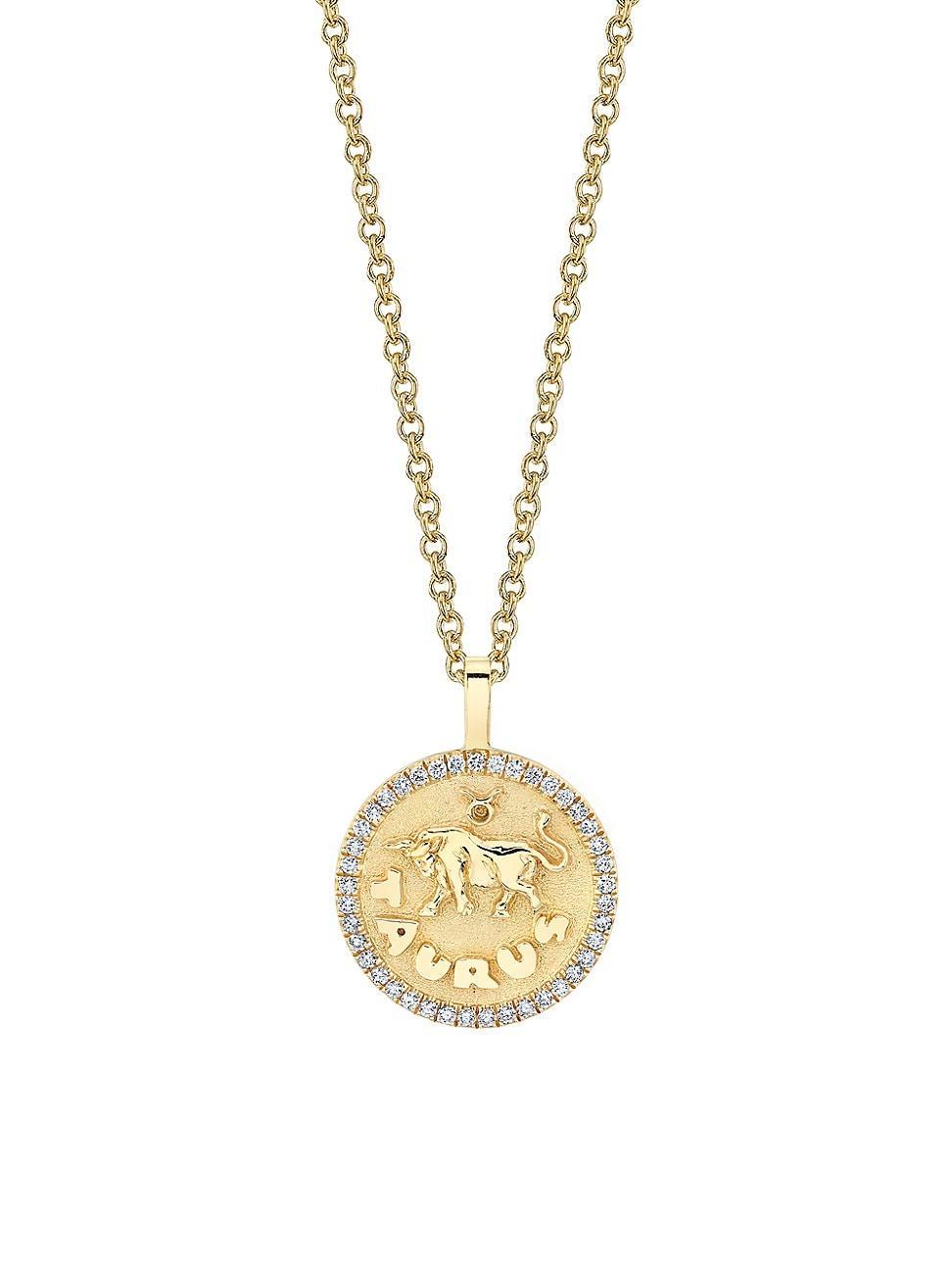 Womens Zodiac 18K Yellow Gold & 0.15 TCW Diamond Small Taurus Pendant Necklace Product Image