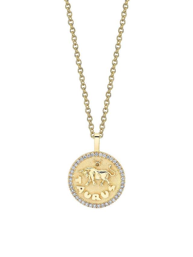 Womens Zodiac 18K Yellow Gold & 0.15 TCW Diamond Small Taurus Pendant Necklace Product Image