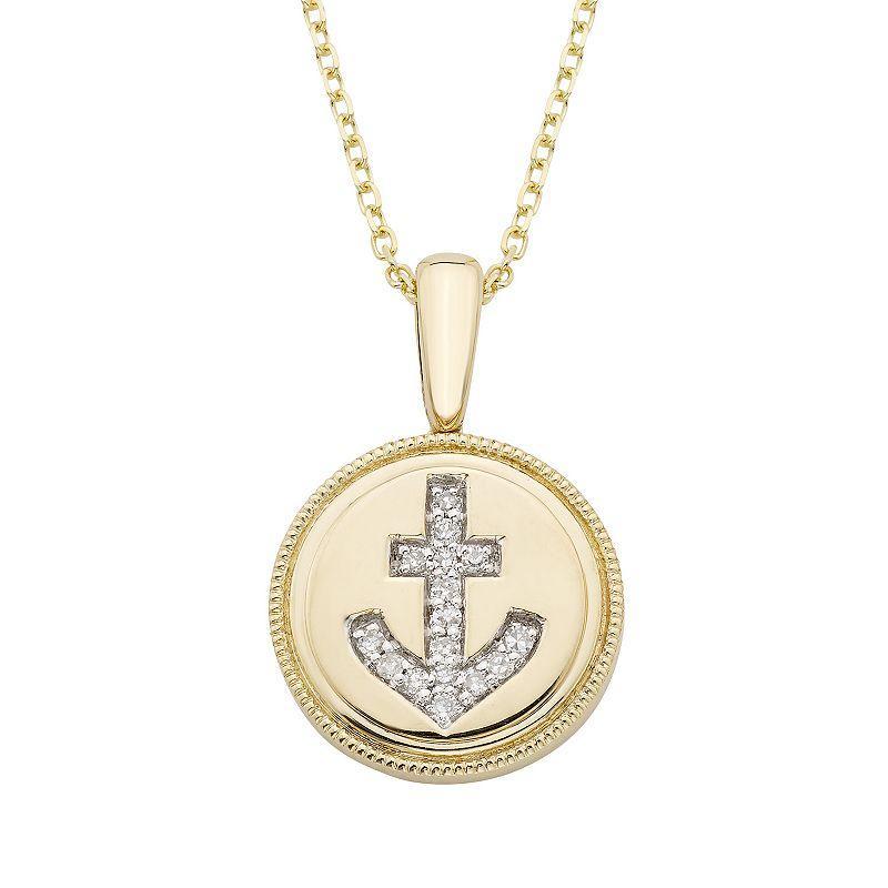 Its Personal 14k Gold Diamond Accent Anchor Signet Pendant, Womens Product Image