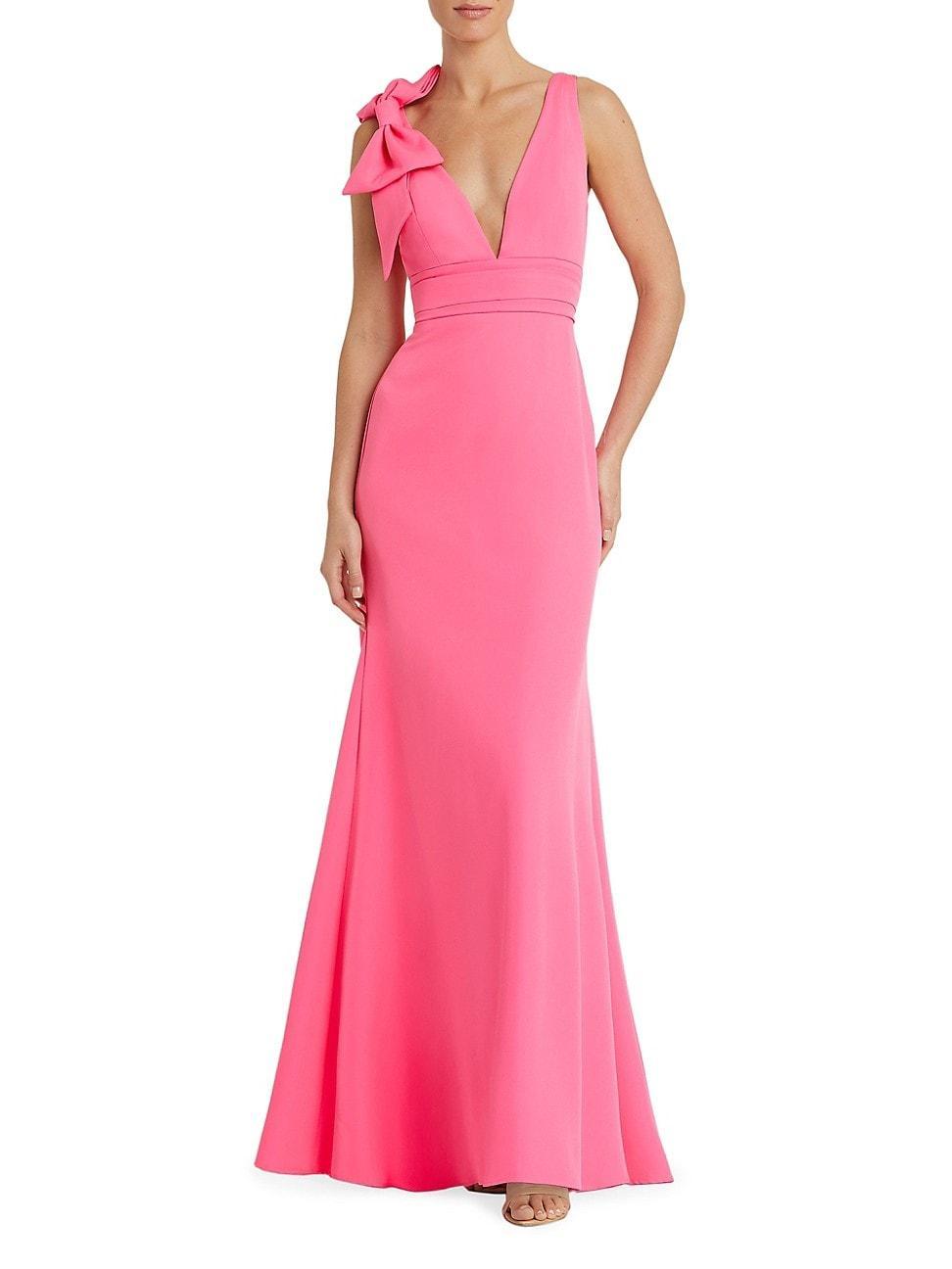 Womens Bow V-Neck A-Line Gown Product Image