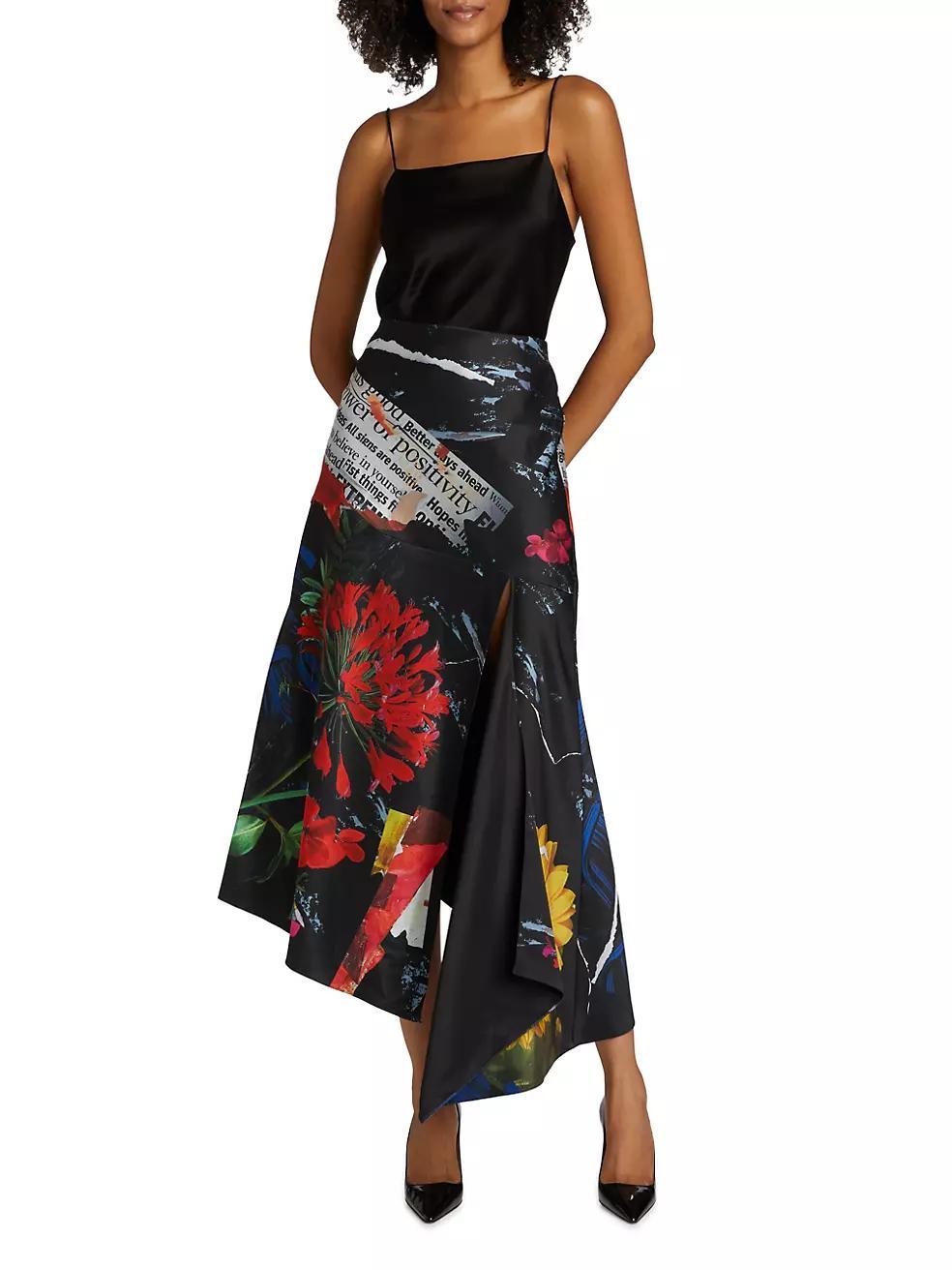 Ayla Printed Satin Midi-Skirt Product Image