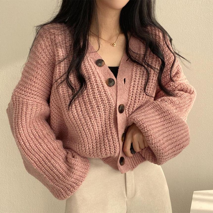 V-Neck Ribbed Cardigan product image