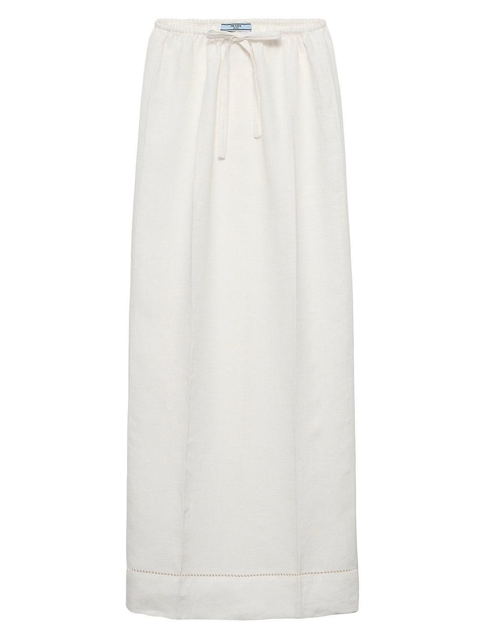 Womens Embroidered Linen Maxi Skirt Product Image