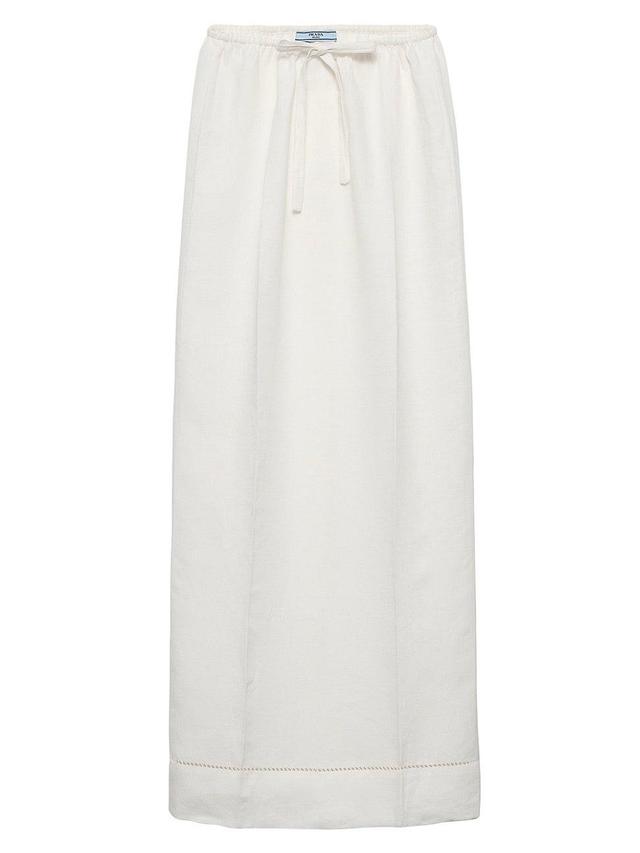 Womens Embroidered Linen Maxi Skirt Product Image