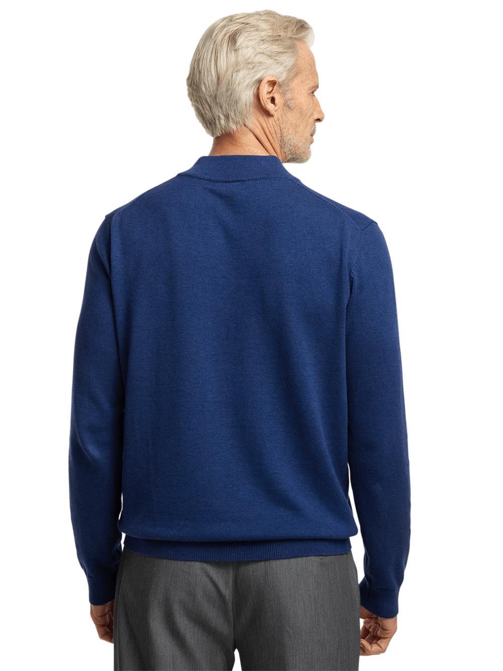 Supima Cotton Four Button Mock Neck Sweater - Dark Blue Product Image