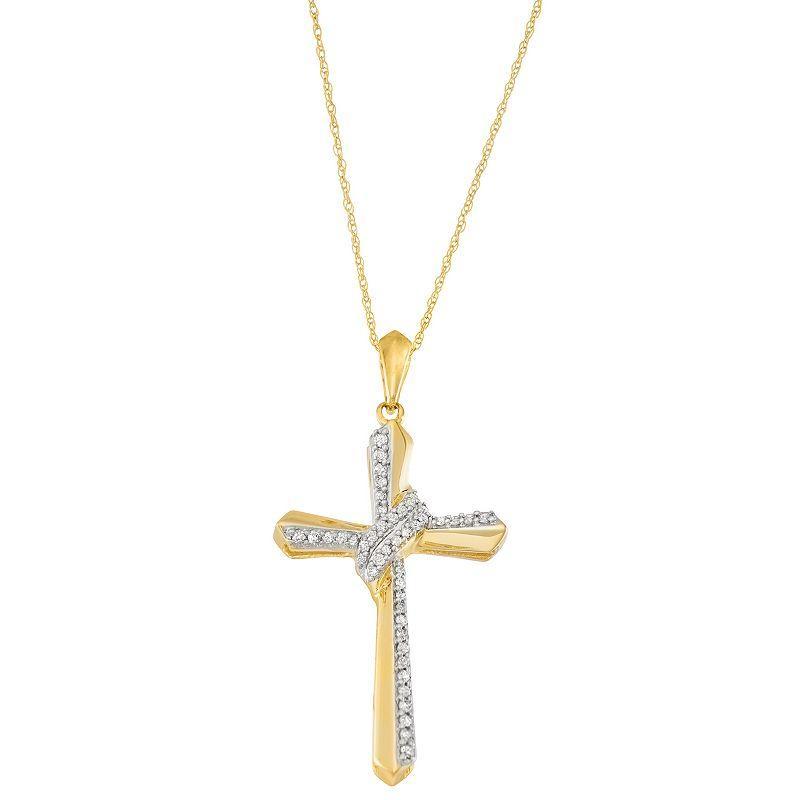 10k Gold 1/4 Carat T.W. Diamond Cross Pendant Necklace, Womens Product Image