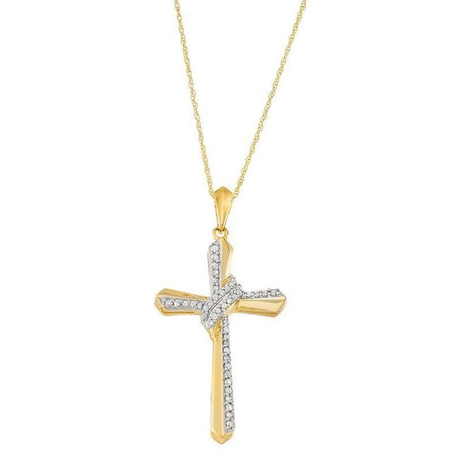 10k Gold 1/4 Carat T.W. Diamond Cross Pendant Necklace, Womens Product Image