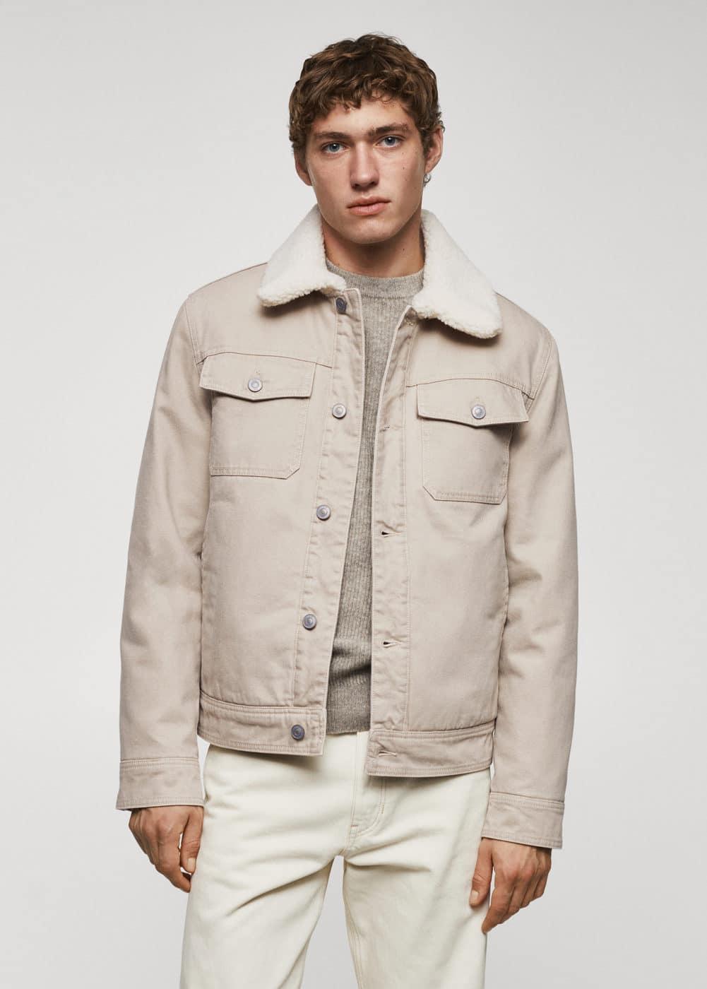 MANGO MAN - Shearling denim jacket beigeMen Product Image