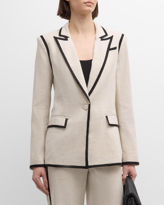 Womens Solid Linen-Blend One-Button Blazer Product Image