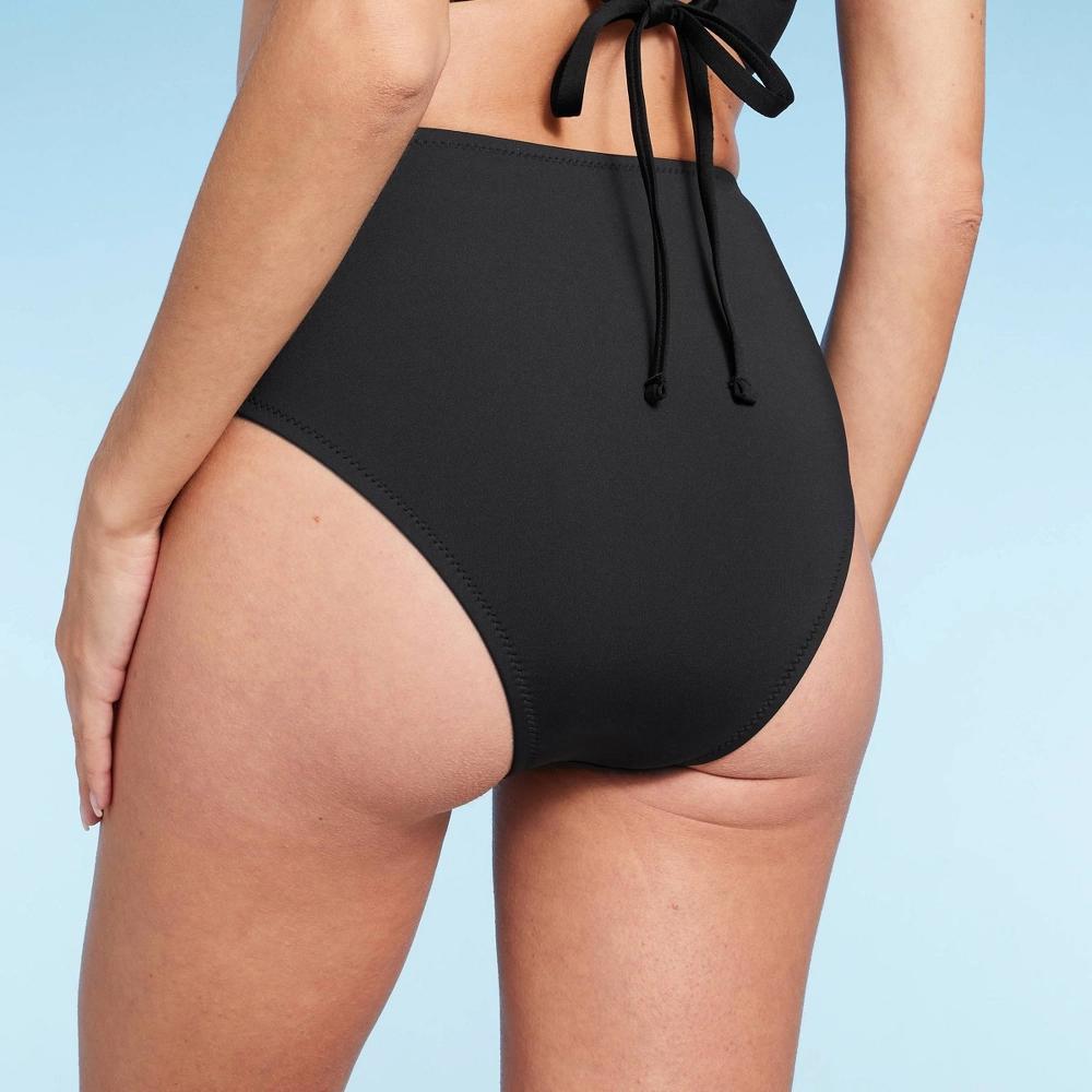 Womens High Waist Cheeky Bikini Bottom - Shade & Shore Black Product Image