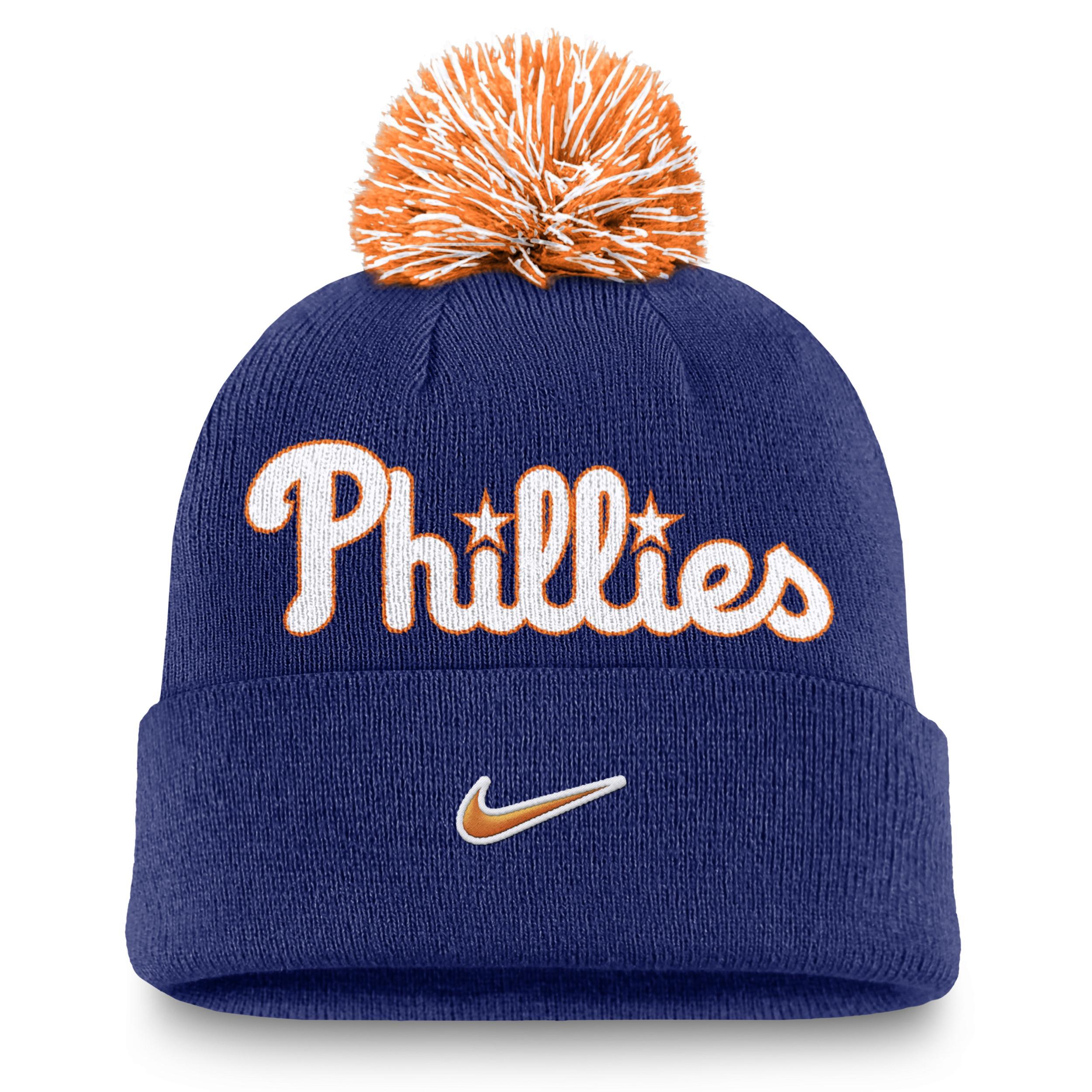 Philadelphia Phillies Peak Nike Mens MLB Cuffed Pom Beanie Product Image