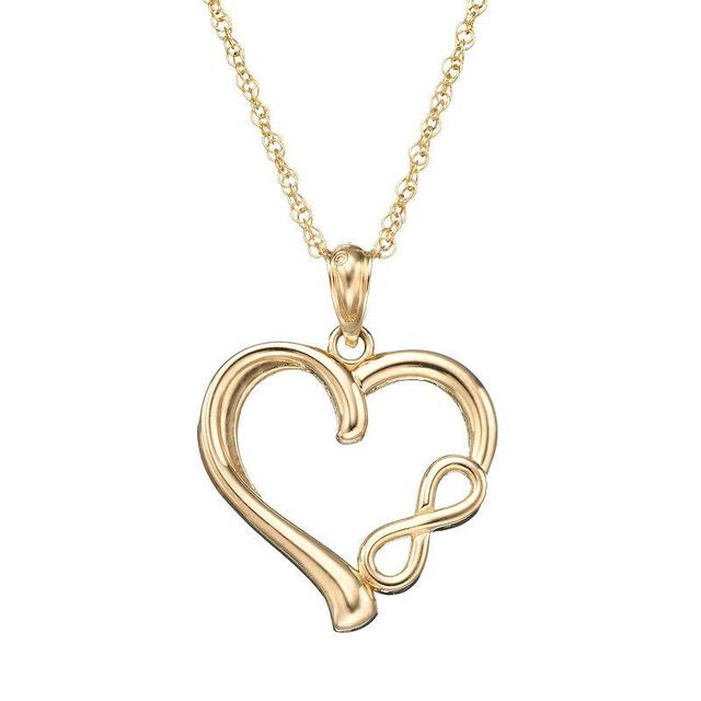 10k Gold Heart & Infinity Pendant Necklace, Womens Product Image