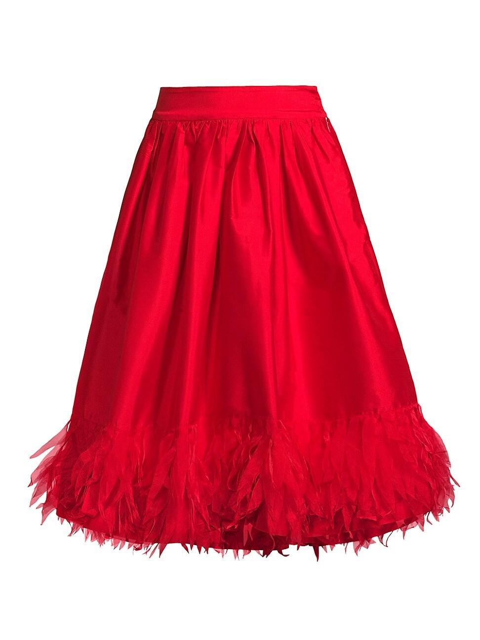 Womens Barbara Organza-Trim Satin Midi-Skirt Product Image